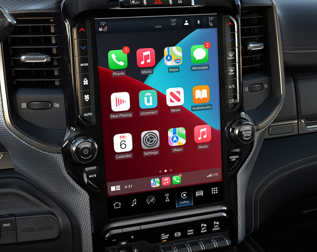 2019-2021 RAM Heavy Duty 2500/3500 UBQ Uconnect 5 Upgrade kit with 12-inch Touchscreen including Wireless Apple CarPlay / Android Auto