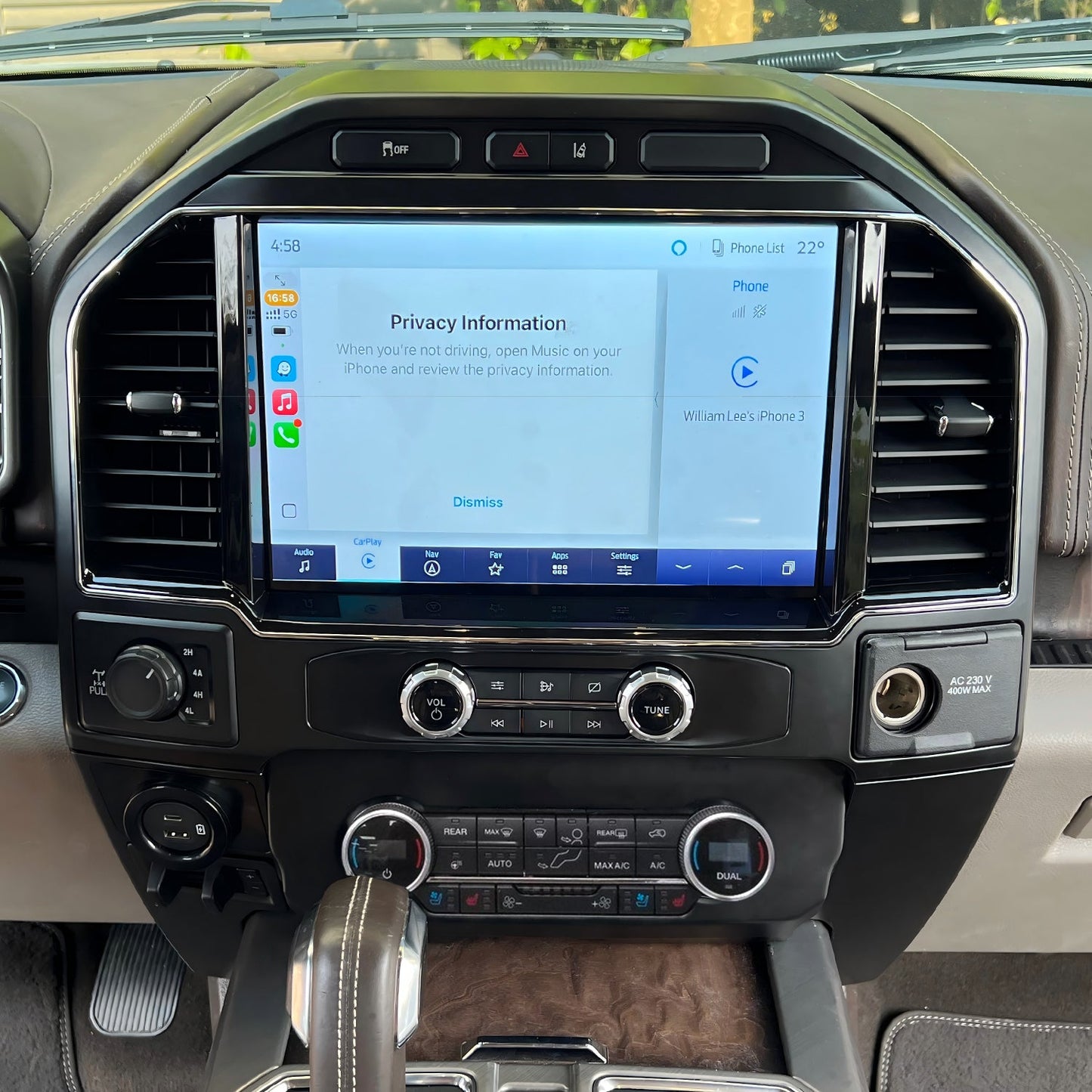 Ford Expedition dashboard with 12-inch Sync 4 touchscreen installed, showing centre console and climate controls
