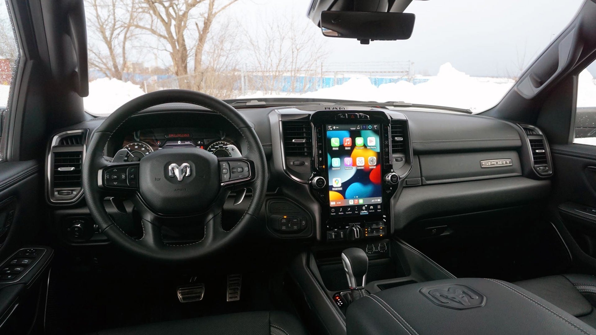 Wireless Apple CarPlay running on 12-inch Uconnect 5 display in Ram 1500